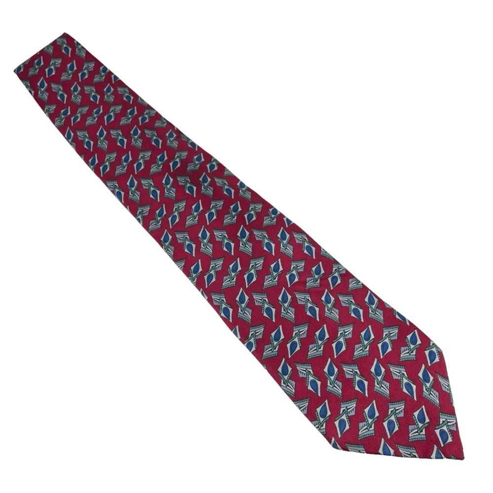 Christian Dior Monsieur | Necktie 58.5” 100% Silk Red Patterned‎ Tie Made in USA - Picture 4 of 7